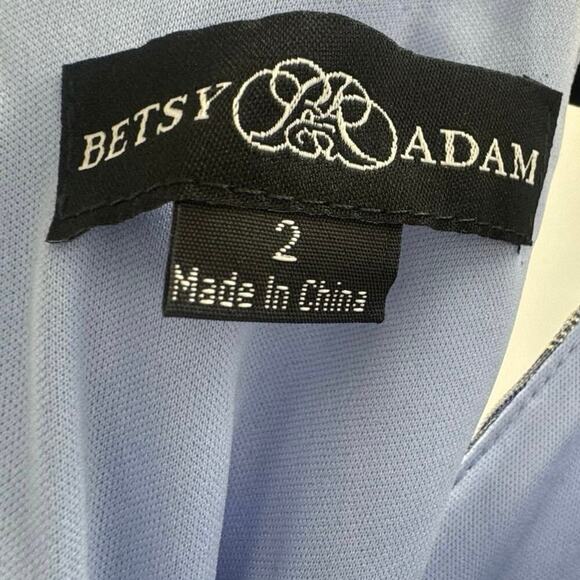 Betsy & Adam Long Foil Print Halter maxi Dress Sleeveless Steel/Gold Size 2 NWT - Picture 10 of 12